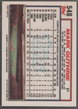 1992 Topps Micro #548 Mark Guthrie
